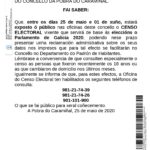 Exposición do censo electoral ata 01 de xuño de 2020 (eleccións ó Parlamento galego)
