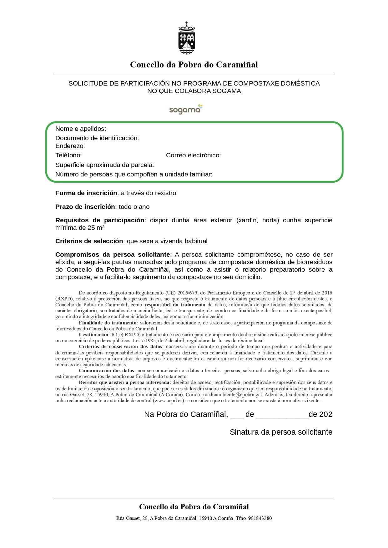 Documento de solicitude para a participación na quinta campaña da ...